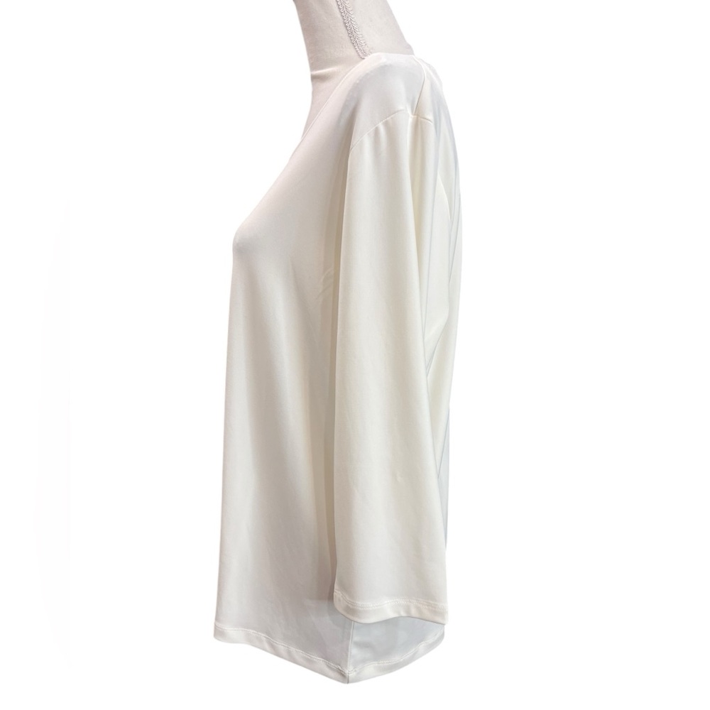 NWT Chico’s Lily Scoop Neck 3/4 Sleeve Basic Knit Top Modern Ecru Size 2 (L/12) - Picture 5 of 11